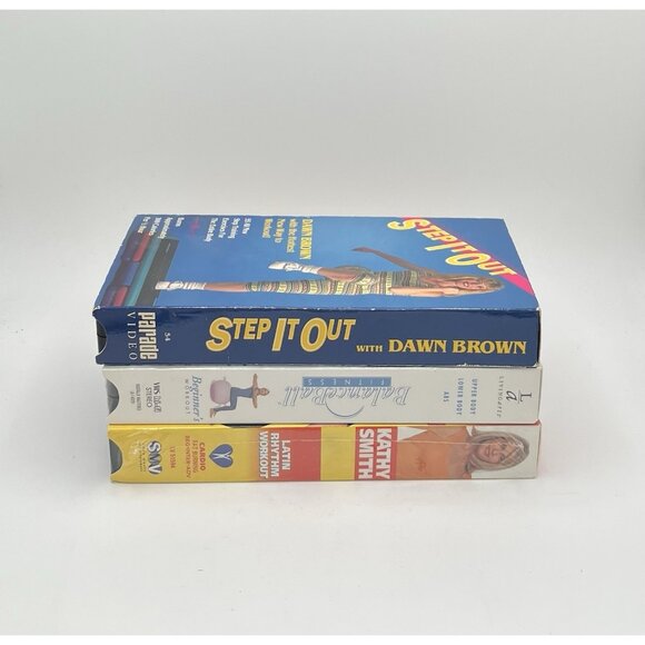Vintage 90s Workout Step It Out Training Exercises Aerobics Balance VHS Lot Of 3 - Picture 1 of 5